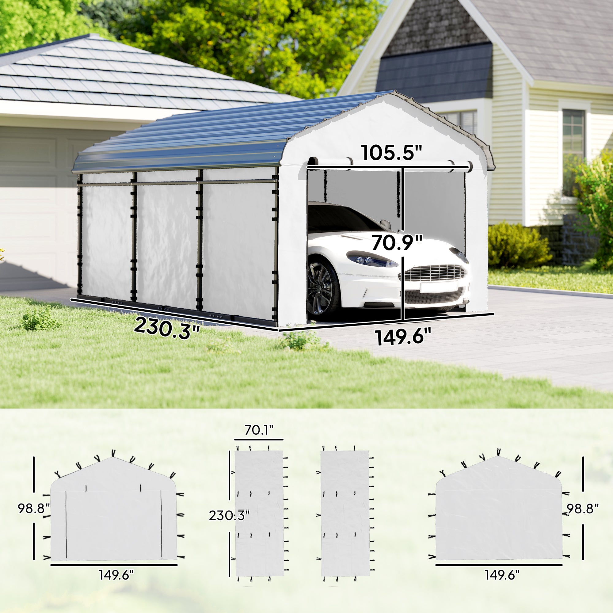 Panneau latéral de remplacement de port de voiture pour 12 x 20