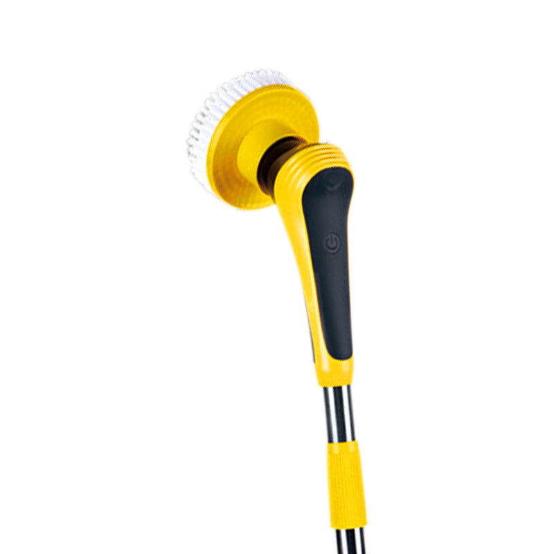 Scrubber de spin électrique jaune avec poignée télescopique