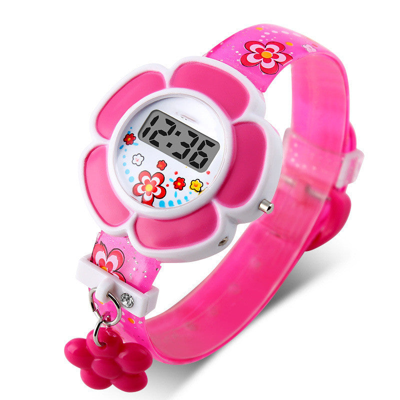 Montre électronique en forme de fleur pour homme et femme