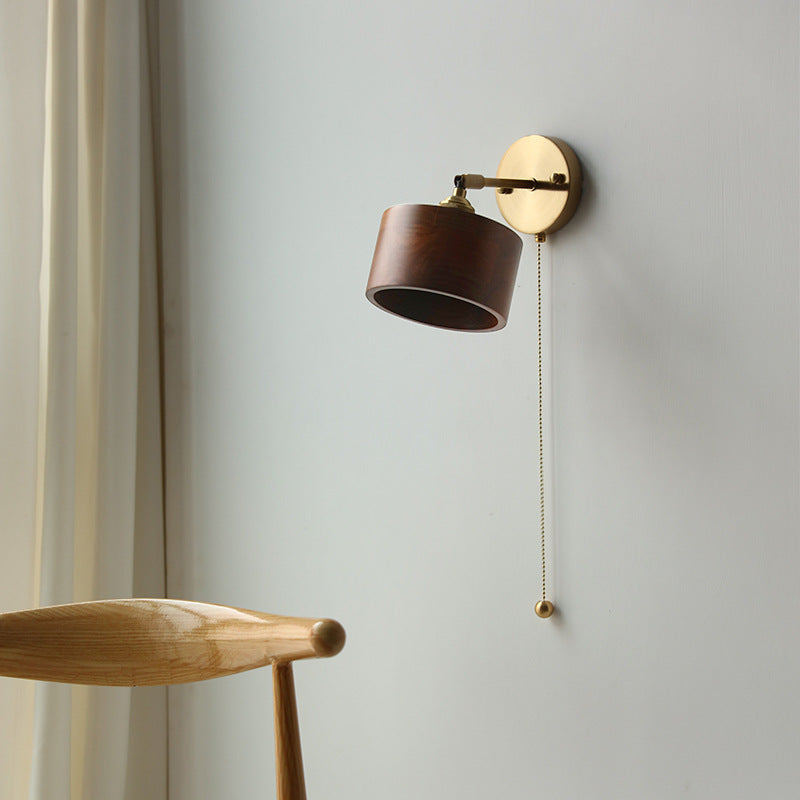 Lampe murale à chaîne de traction chambre à noyer noir