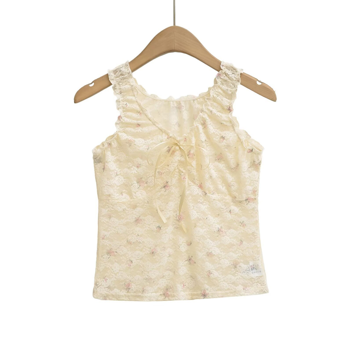 Femmes Camisole en dentelle fleurie sans manches intérieure et dessus extérieur