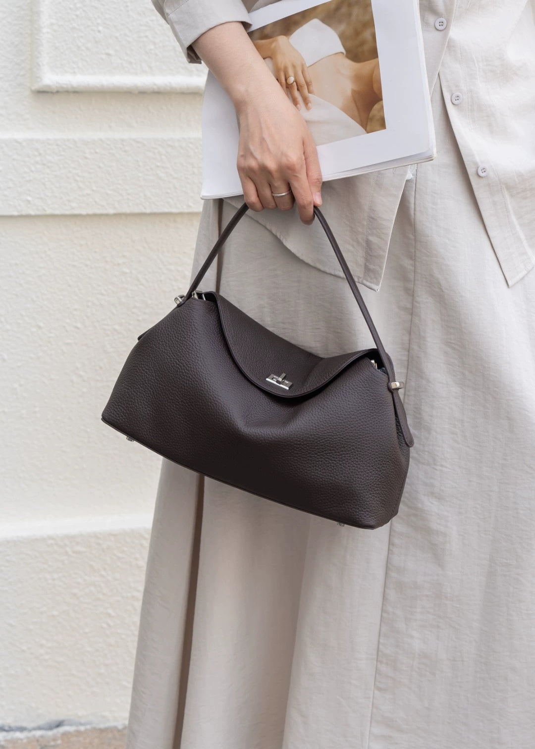 Véritable sac transversal polyvalent en cuir de navette pour femmes