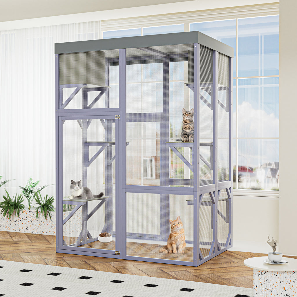 Catio extérieur en bois Boîtier multifonctionnel pour chats