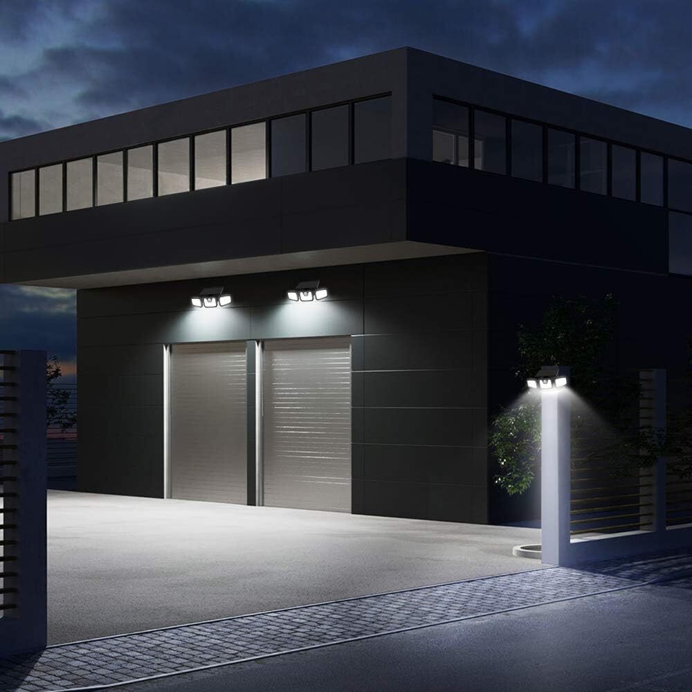 3-Head Solar Light LED PIR Motion Sensor Outdoor Garden Wall Lampe de sécurité UK