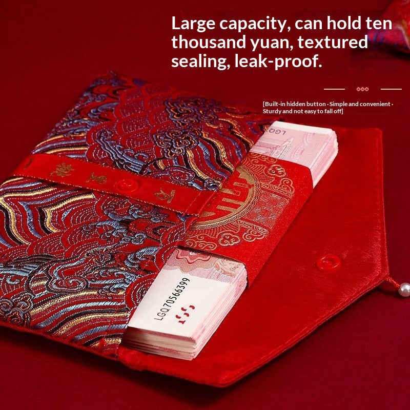 Enveloppe rouge haut de gamme de cadeau de fiançailles Brocade