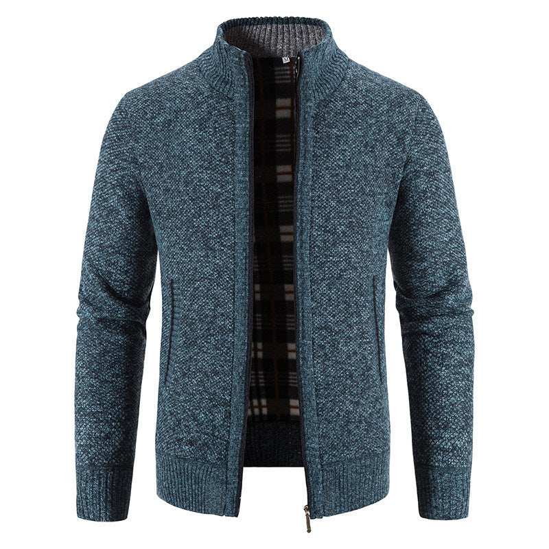 Commerce extérieur Hommes Automne et hiver Cardigan Zipper Sweater Fleece Collar Veste Homme L