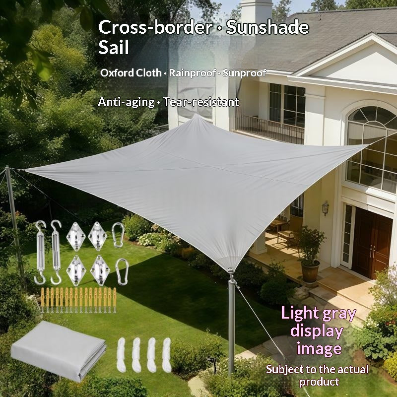 Voile d'ombre solaire à quatre corners avec accessoires pour cour extérieure et utilisation commerciale