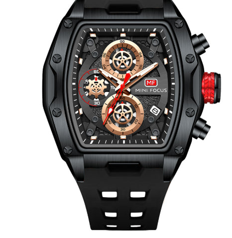 Chronographe sport Track-Style Montre homme avec verre courbé et openwork design