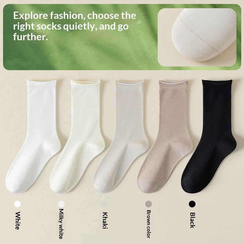 Springsummer Chaussettes mi-calf pour femmes en soie