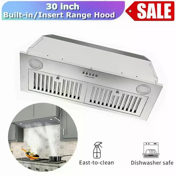30" Insert intégré gamme Hood 600CFM Évent de cuisine LEDs Convertible Fan Sliver
