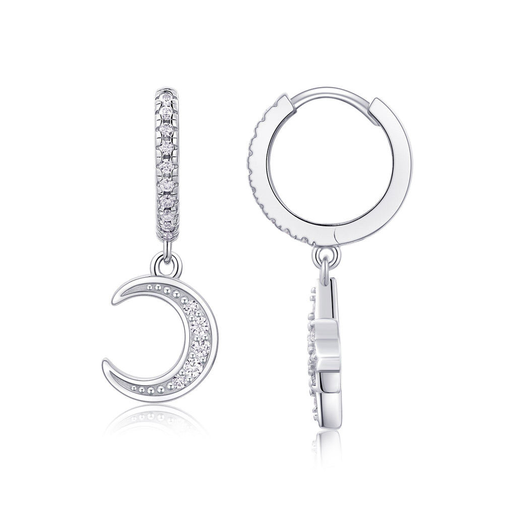 S925 Boucles d'oreilles en argent sterling et en huggie lune