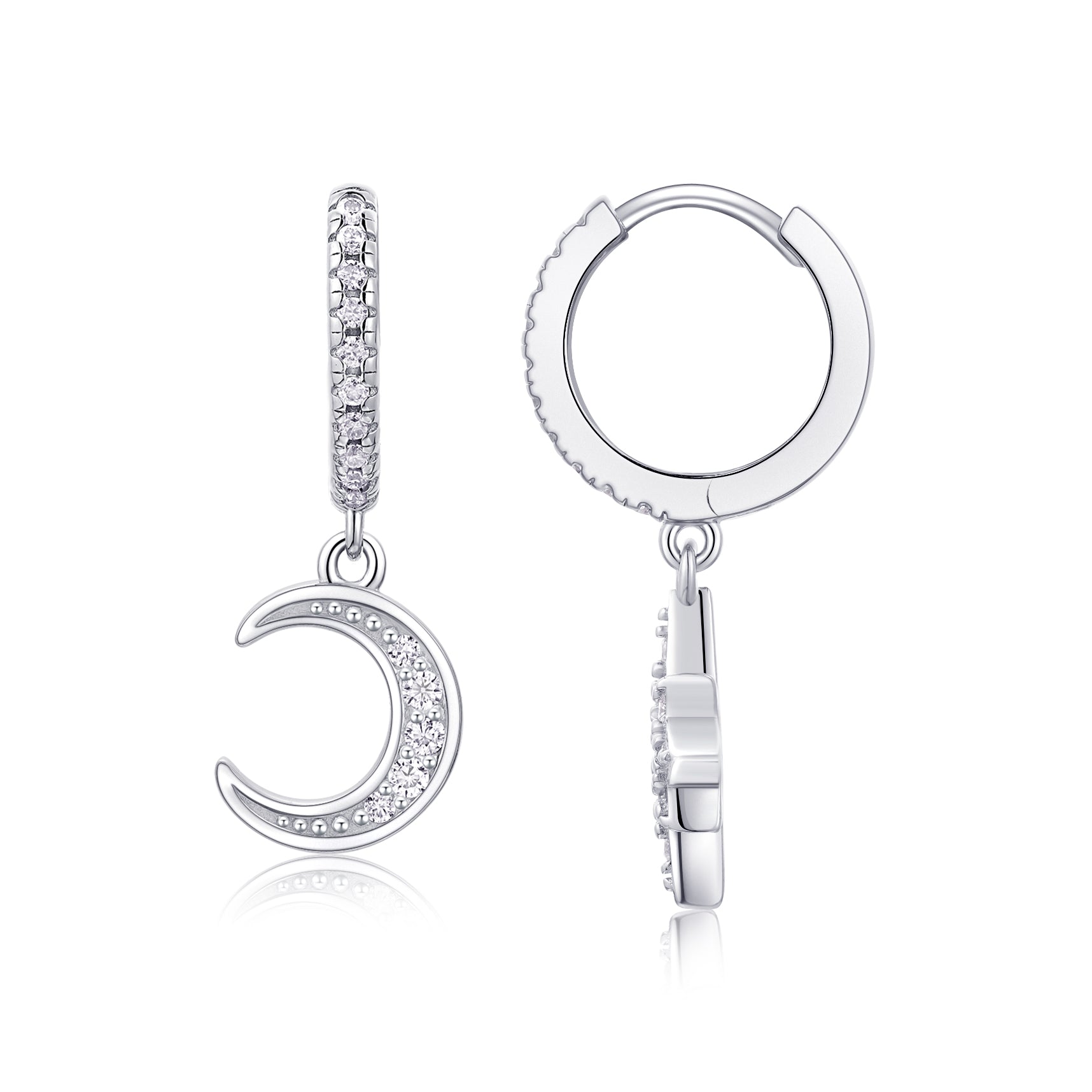 S925 Boucles d'oreilles en argent sterling et en huggie lune