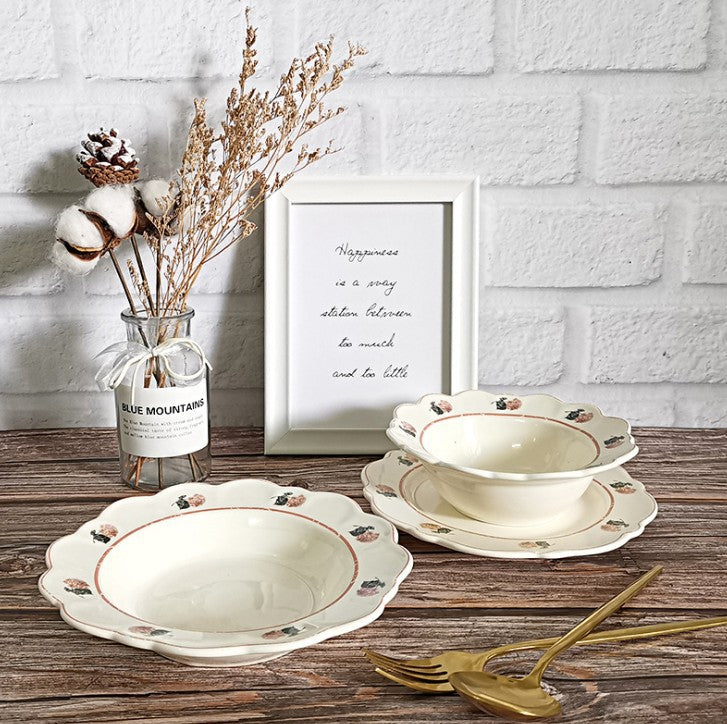 Retro American Pastoral Style Rose Edge Assiette en céramique