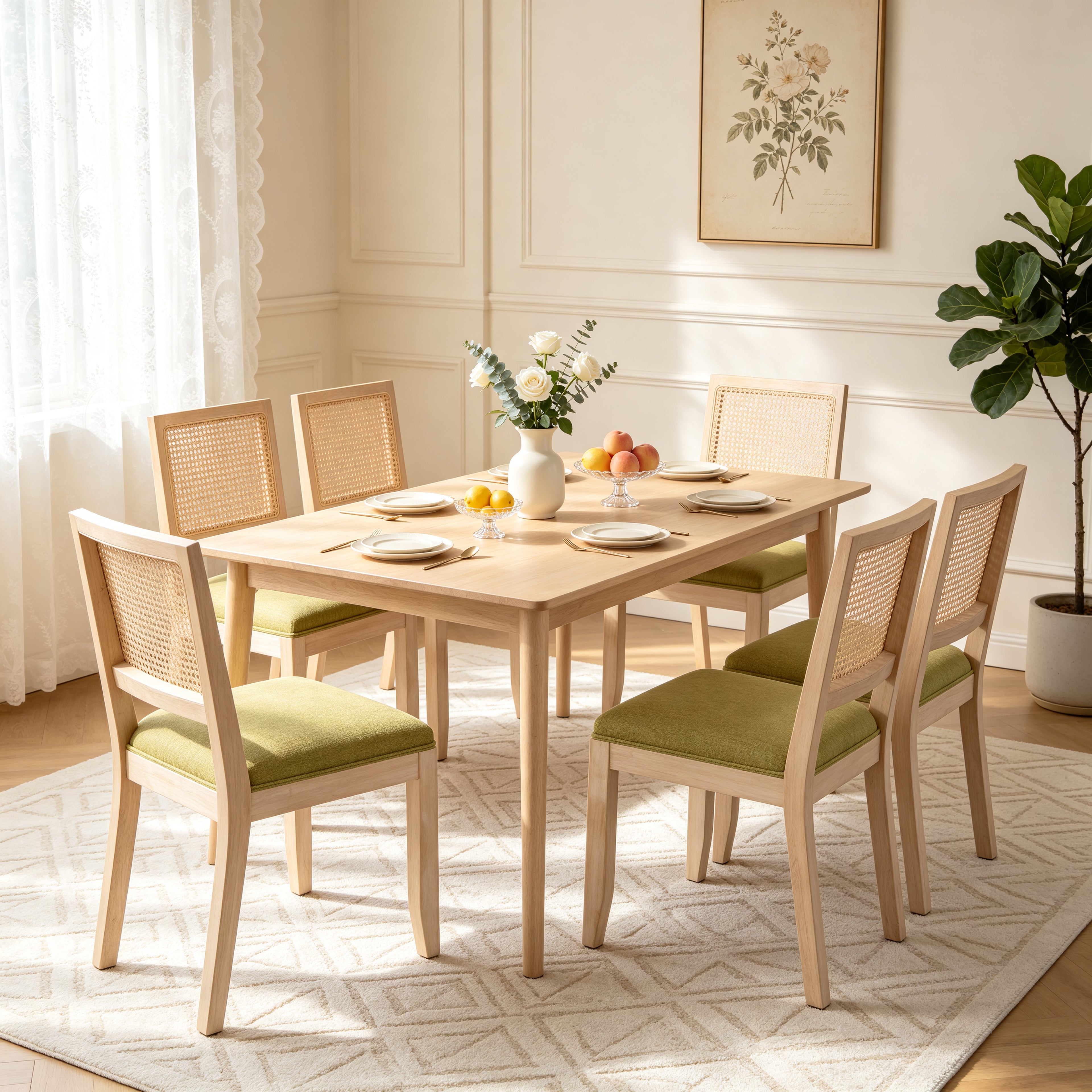 Agritourisme Rattan Chaises à manger Ensemble de 2