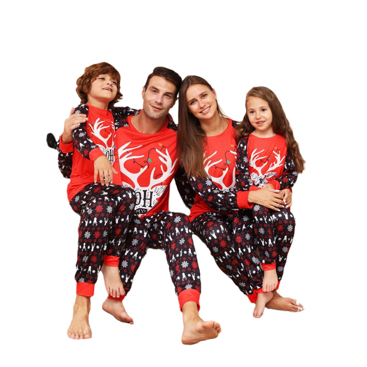 Lettre Snowflake Deer Christmas Parent-child Suit Printed Homewear Pajamas