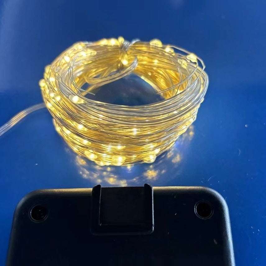 LED solaire en cuivre fil lampe Huit fonction chaîne de lumière