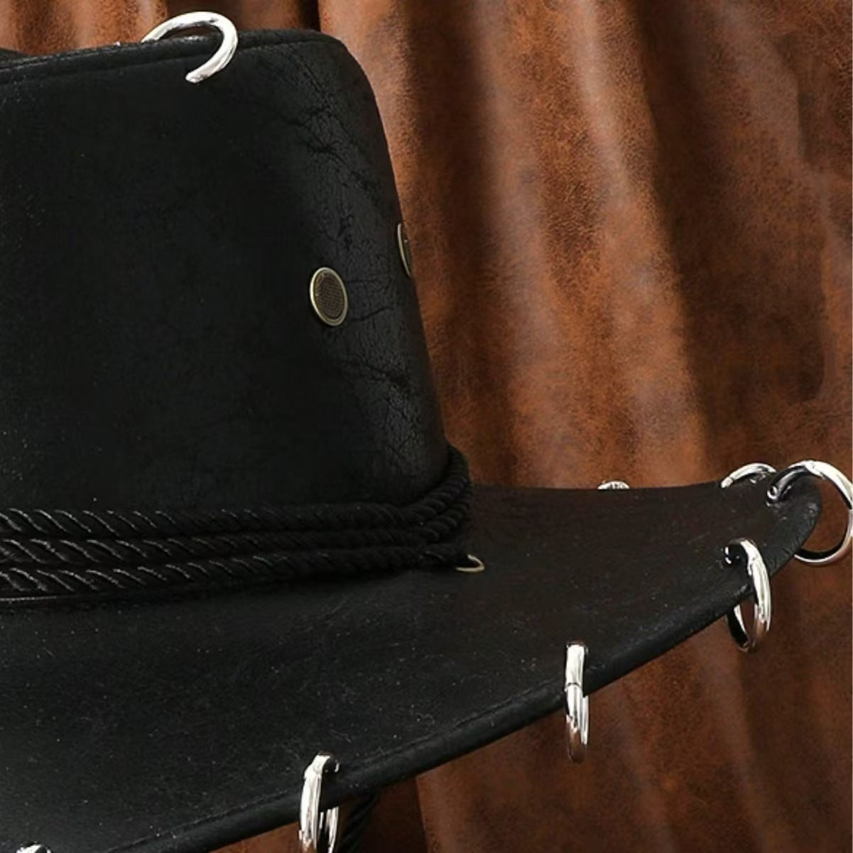 Chapeau à tête en cuir de vache de style américain Vintage Western