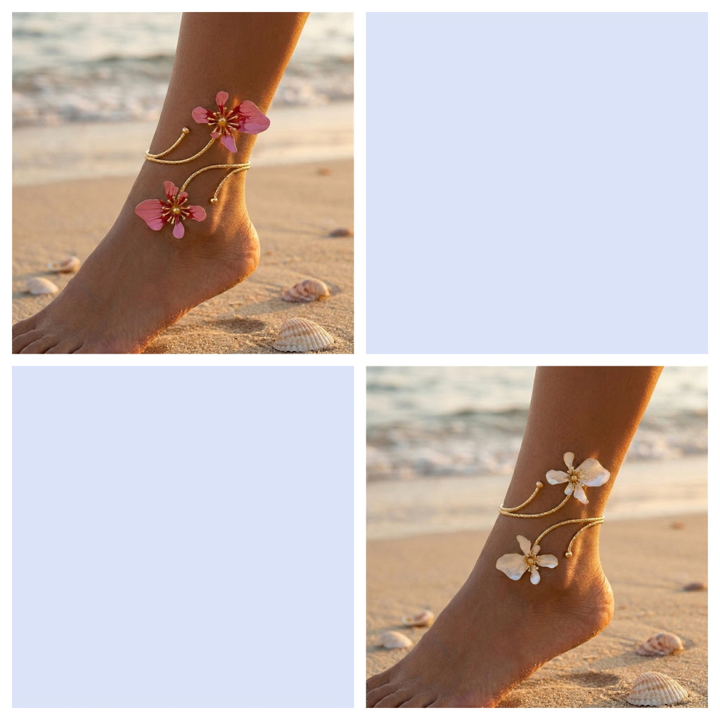 Anklet de fleur de métal exagéré