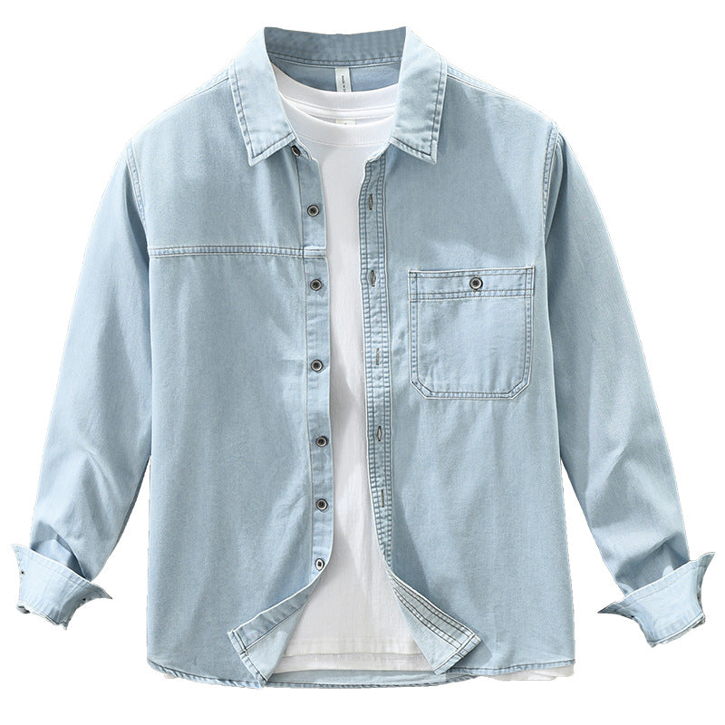 Chemise Denim Vintage à manches longues de style japonais pour hommes
