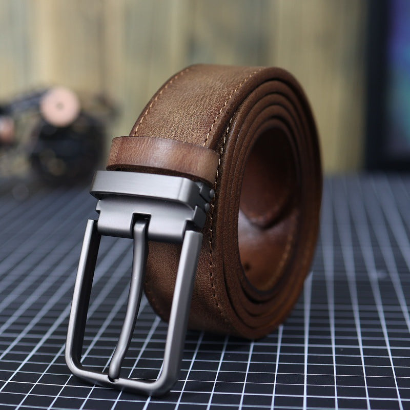 Ceinture vintage en cuir véritable pour homme avec boucle d'épingle
