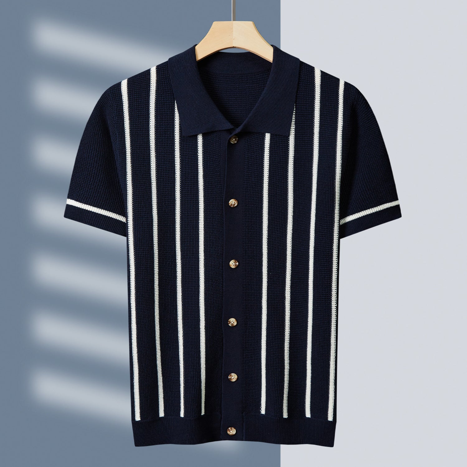 Chandail tricoté d'hiver homme avec impression couleur-bloc et simple lapel