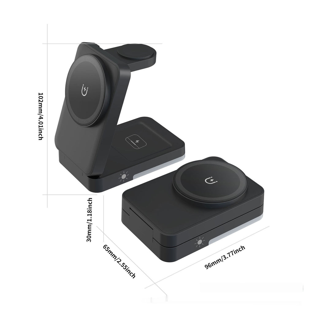 Chargeur sans fil portatif pliable 3-en-1