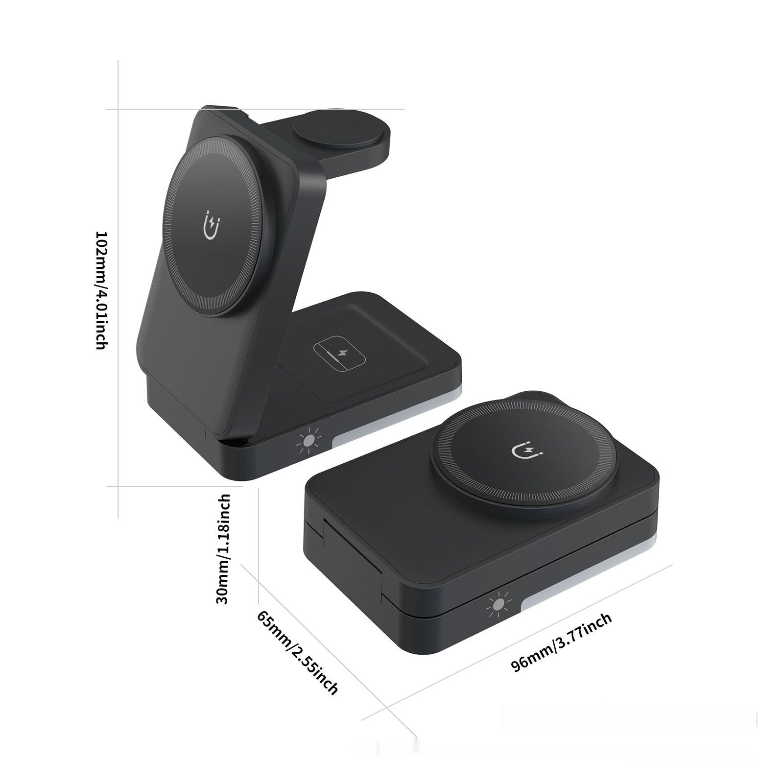 Chargeur sans fil portatif pliable 3-en-1