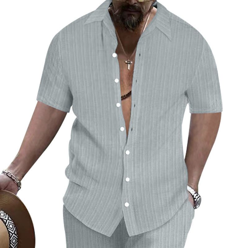 Homme Casual Loose-fit à manches courtes Beach Button-up Top
