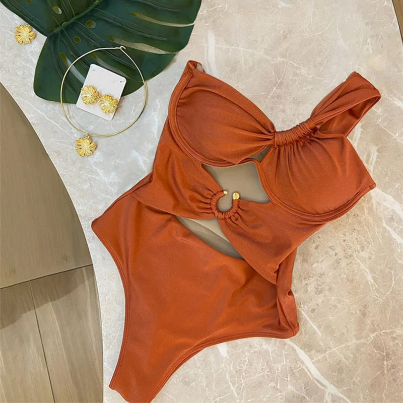 Maillot de bain étanche à une épaule avec design push-up et coupe