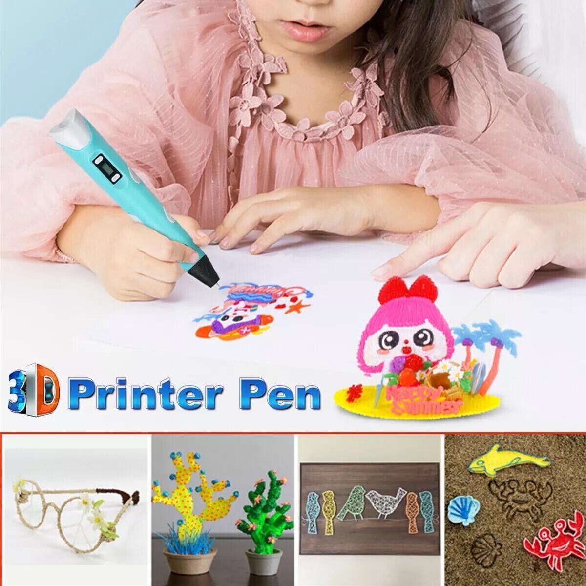 Jeu de stylo d'impression 3D Doodle PLA Filament Imprimante Dessin 12 Couleurs Cadeau enfants Royaume-Uni
