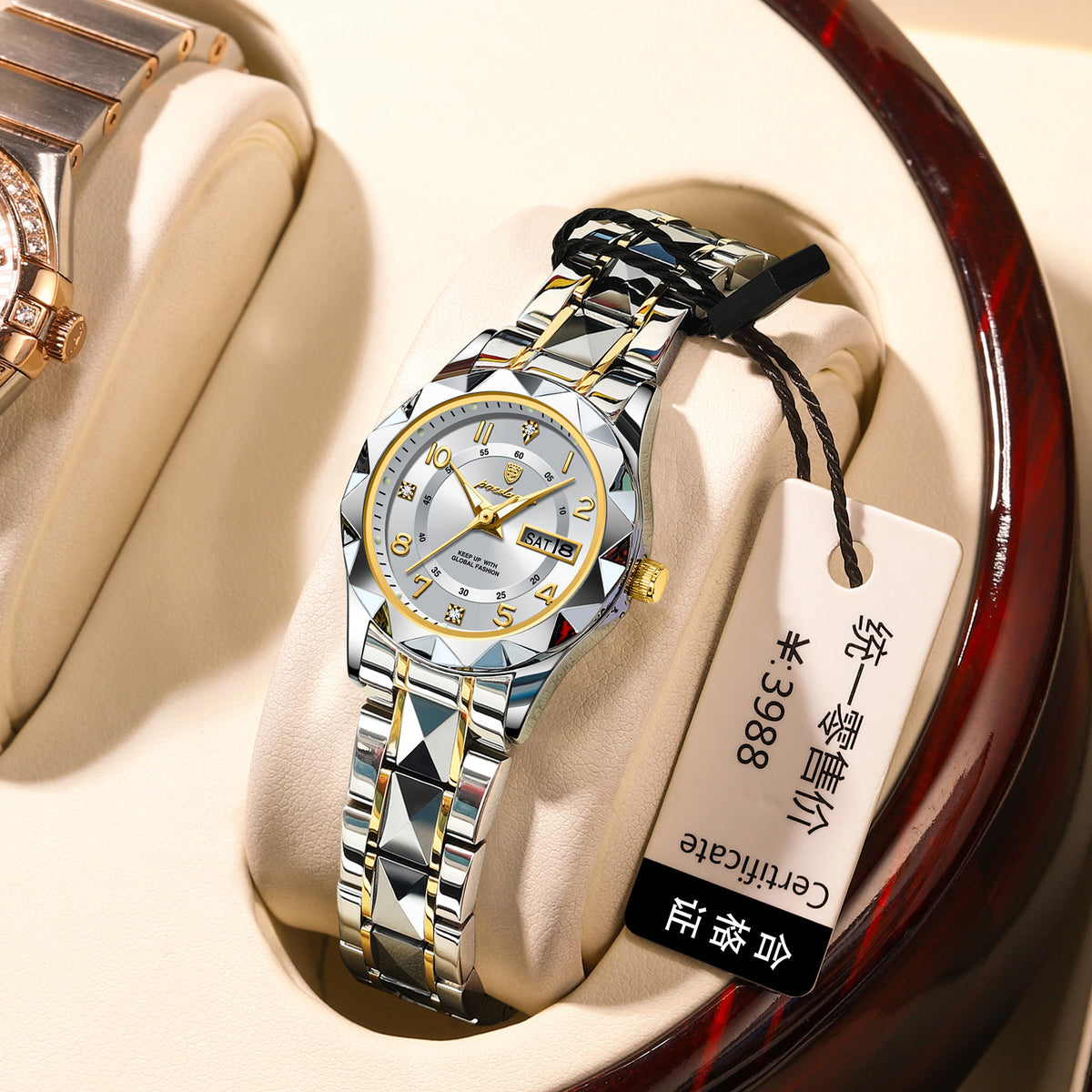 Montre à quartz féminine à double date étanche
