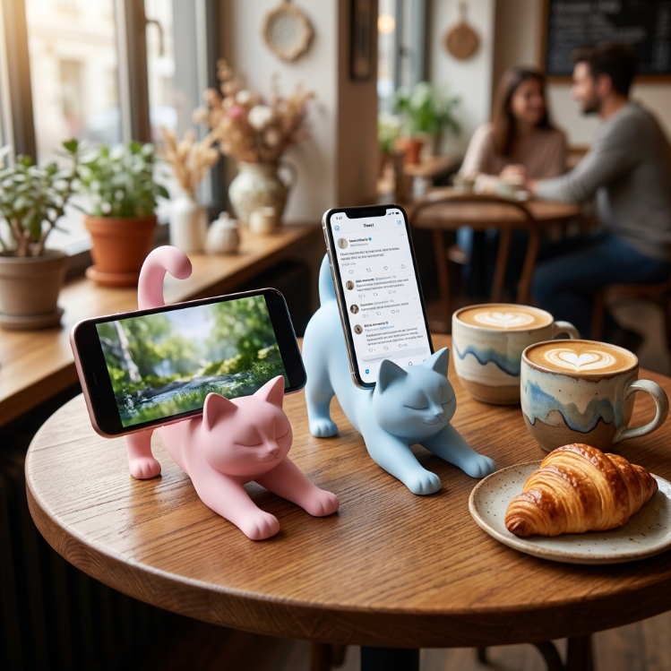 Support de téléphone en forme de chat mignon