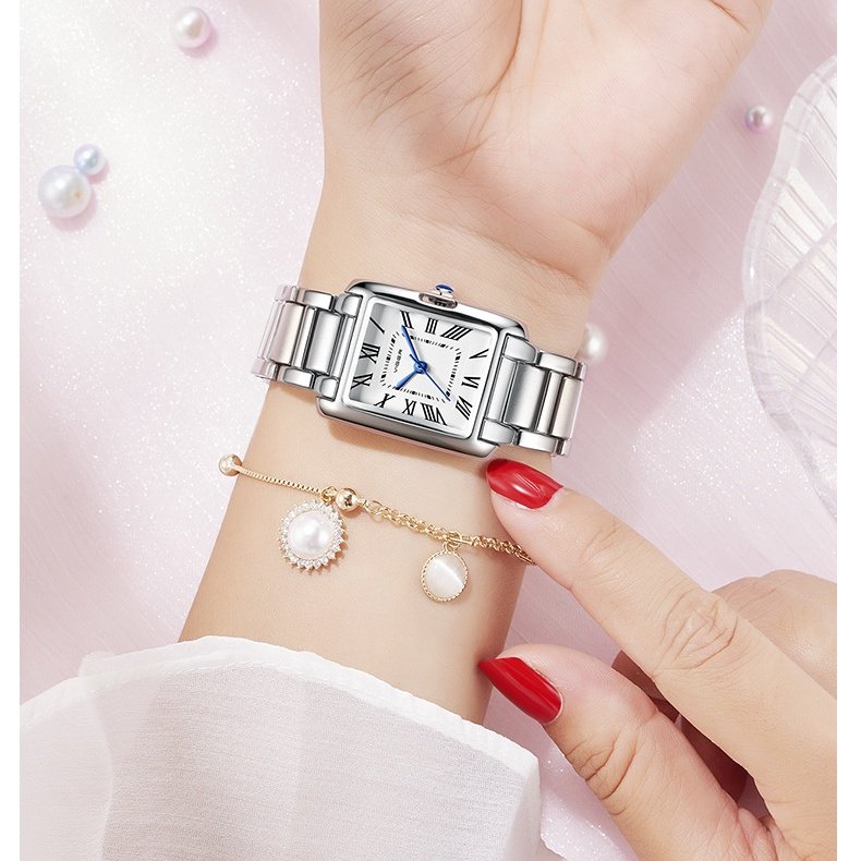 Vagran Needle Square Femmes Retro Mode Petite montre carrée