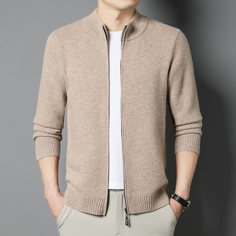 Still-collar Merino Laine Cardigan Knit Veste
