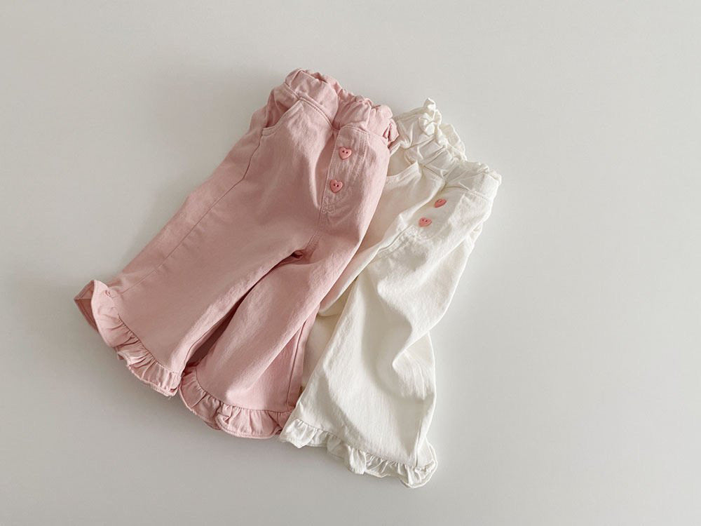 Printemps bébé fille Rétro oreille en bois Casual dentelle Pantalon large-lég enfant Pantalon de mode