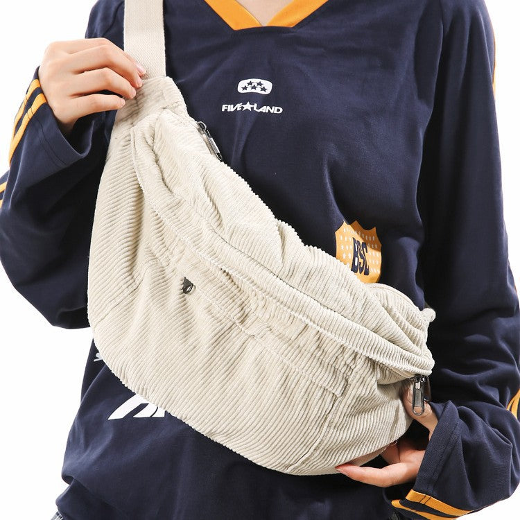 Sac en toile Corduroy Grande capacité Casual Epaule et Crossbody Sac