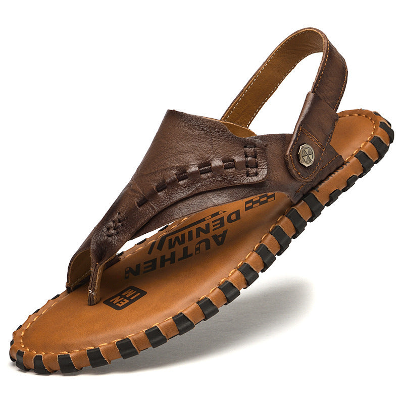 Cuir véritable en cuir extérieur Flip-Flops pour conduire anti-odeur et cool