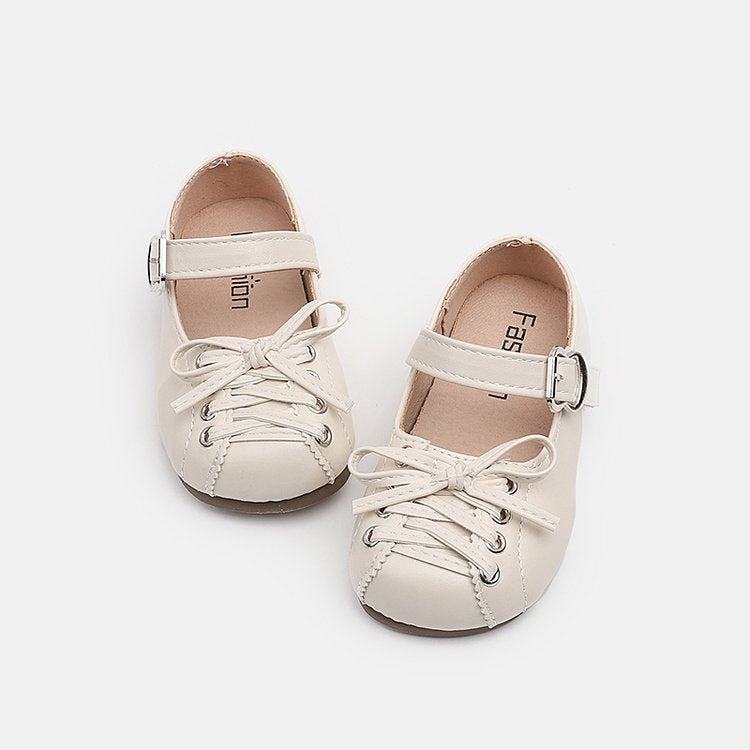 Chaussures pour enfants Coréen Version Filles' Soft Soled Bow Princesse Simple Chaussures Taille moyenne Filles