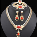 Alliage de mariée quatre pièces d'Europe et d'Amérique double couleur collier de fleur de cristal oreille