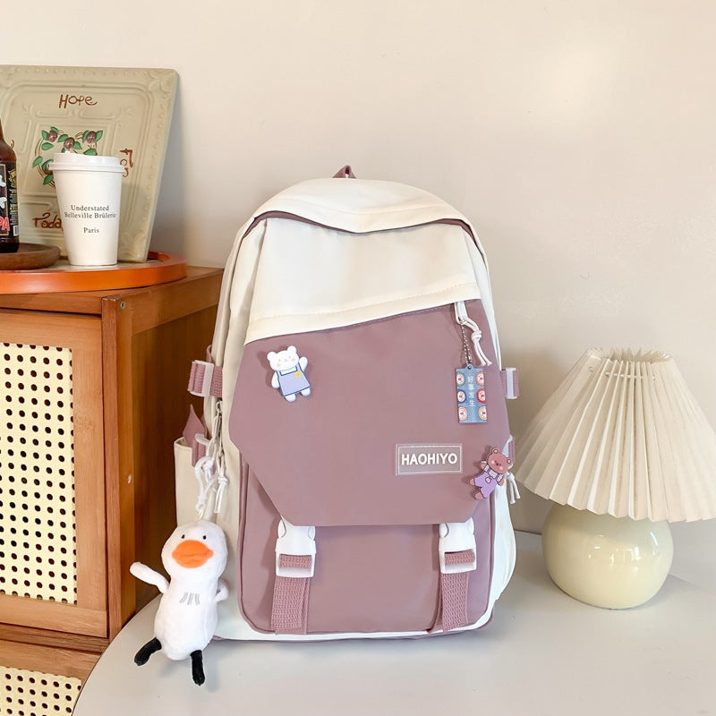 High School Student Large Capacity Color-block Backpack