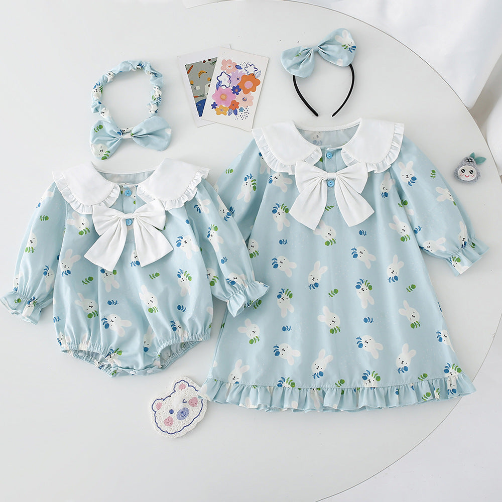 Robe bleue avec manches longues Onesie Girls