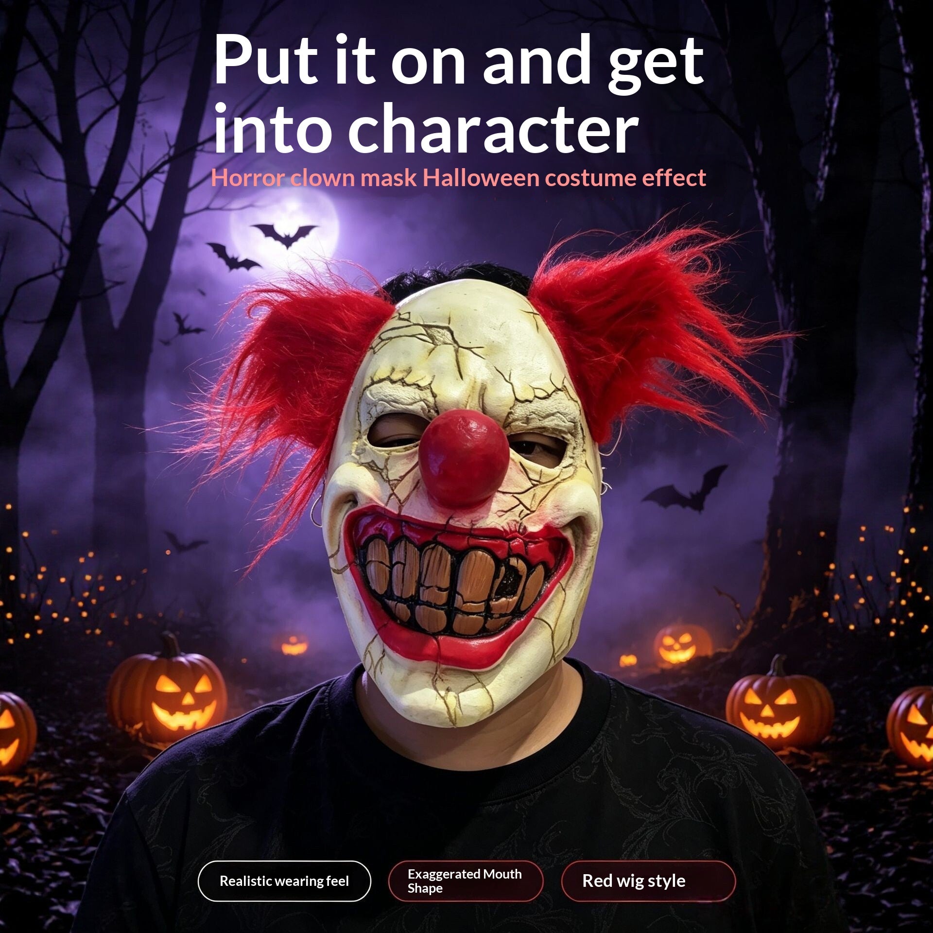 Scary Clown Masque Soft Silicone Halloween fête Prop