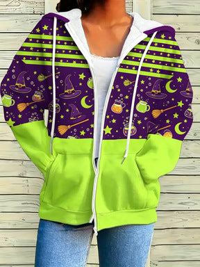 Veste à capuche imprimée à thème Halloween pour femmes
