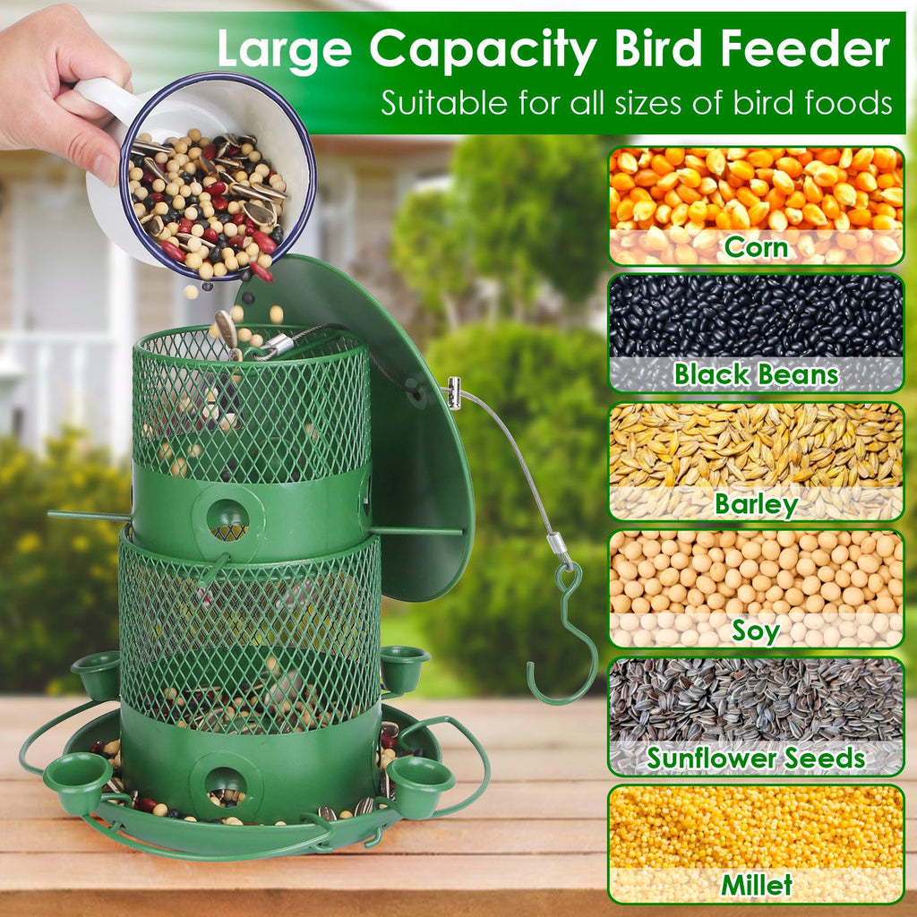 1Pc Wild Bird Feeder Squirrel-Proof Chew-Proof Metal Bird Seed Feeder Outdoor Hanging Bird