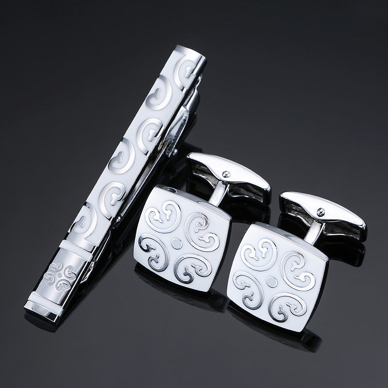 Or et argent noir cristal Rose motif émanel lot fleur Clip Clip Cuff Buckle Set