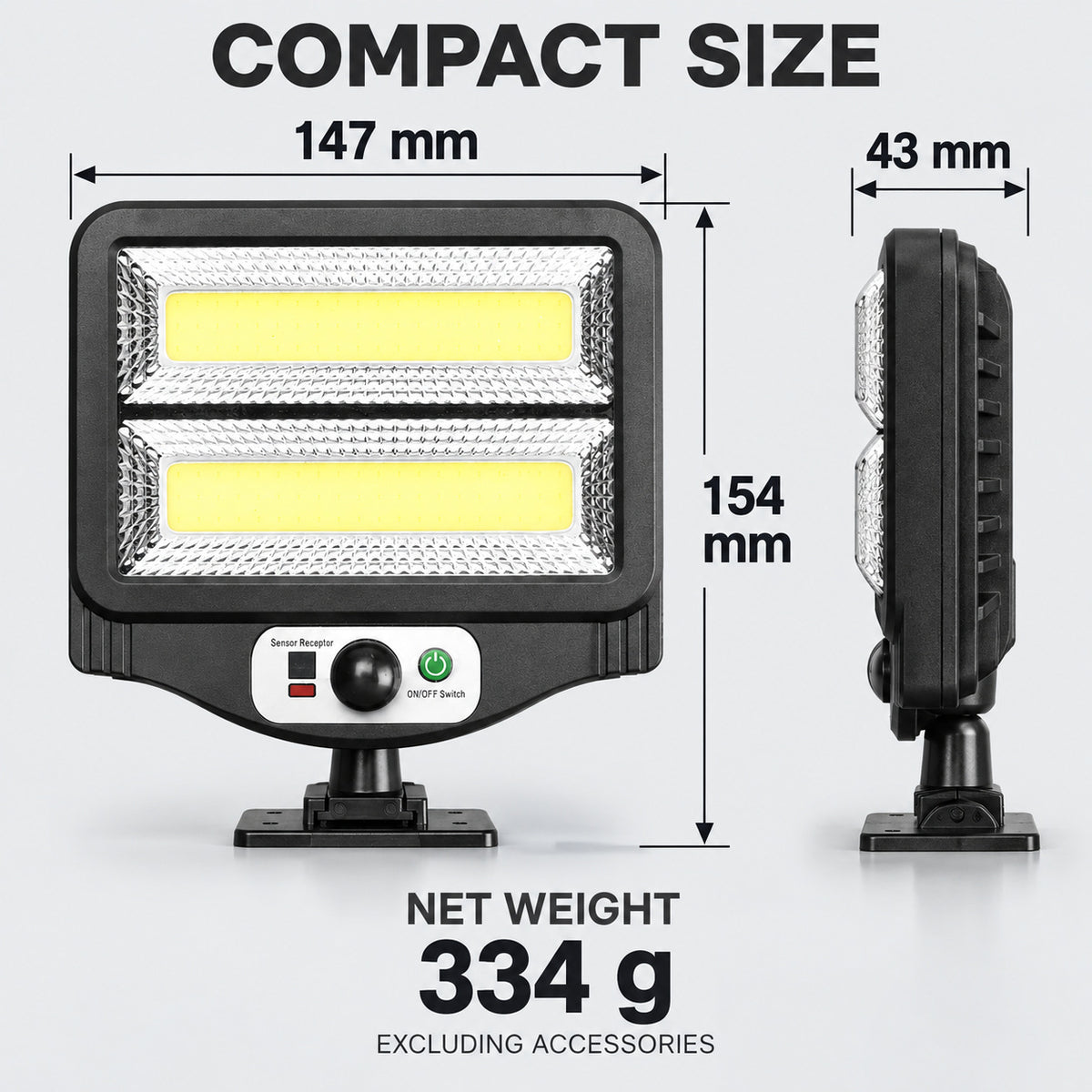 Capteur de mouvement rechargeable solaire COB LED lampe de travail 1500mAh pour auto W781 2 Street