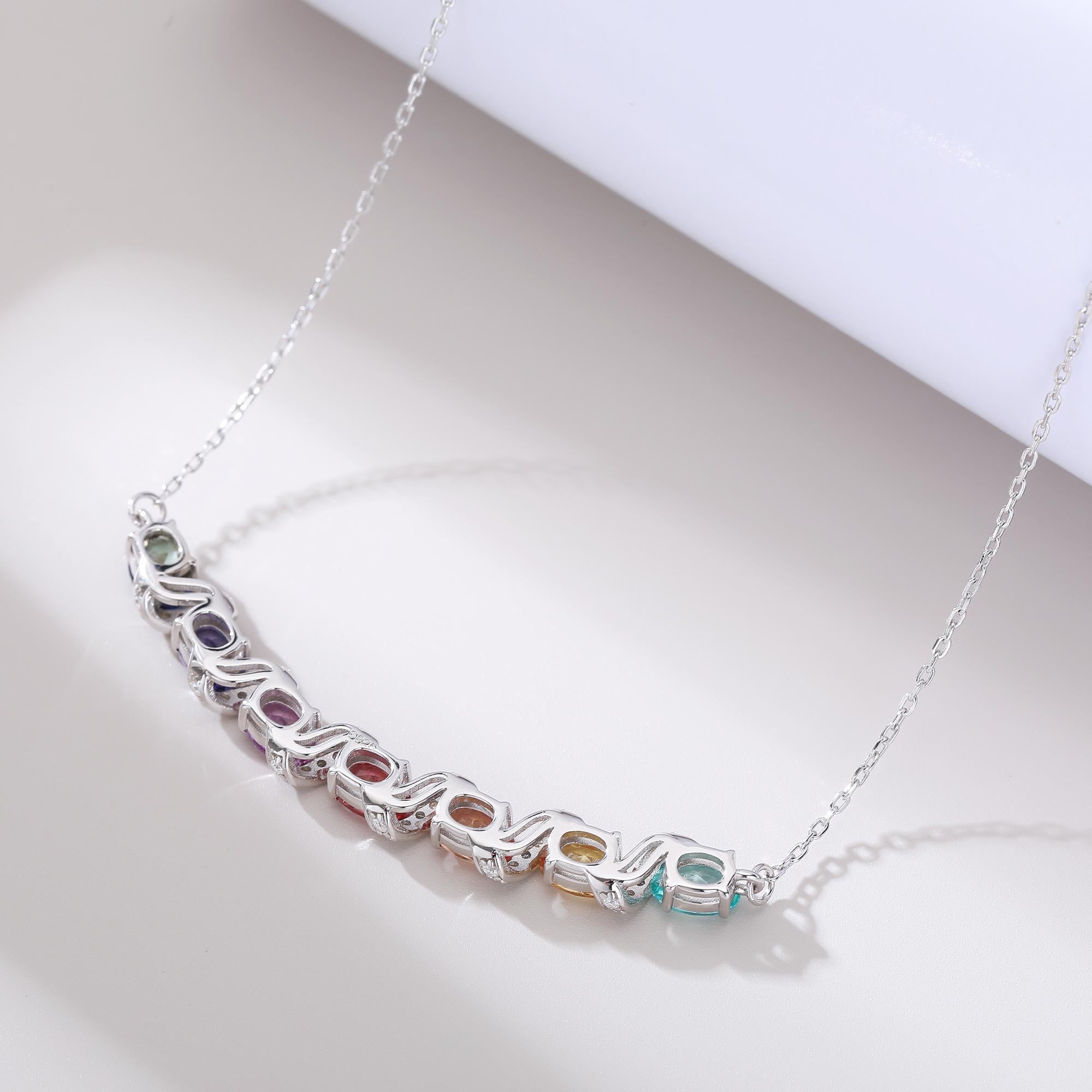 S925 Collier de pierre gemme en arc-en-ciel en argent sterling Lab-Grown 45cm Coupe ovale avec couleur D VVS1 M