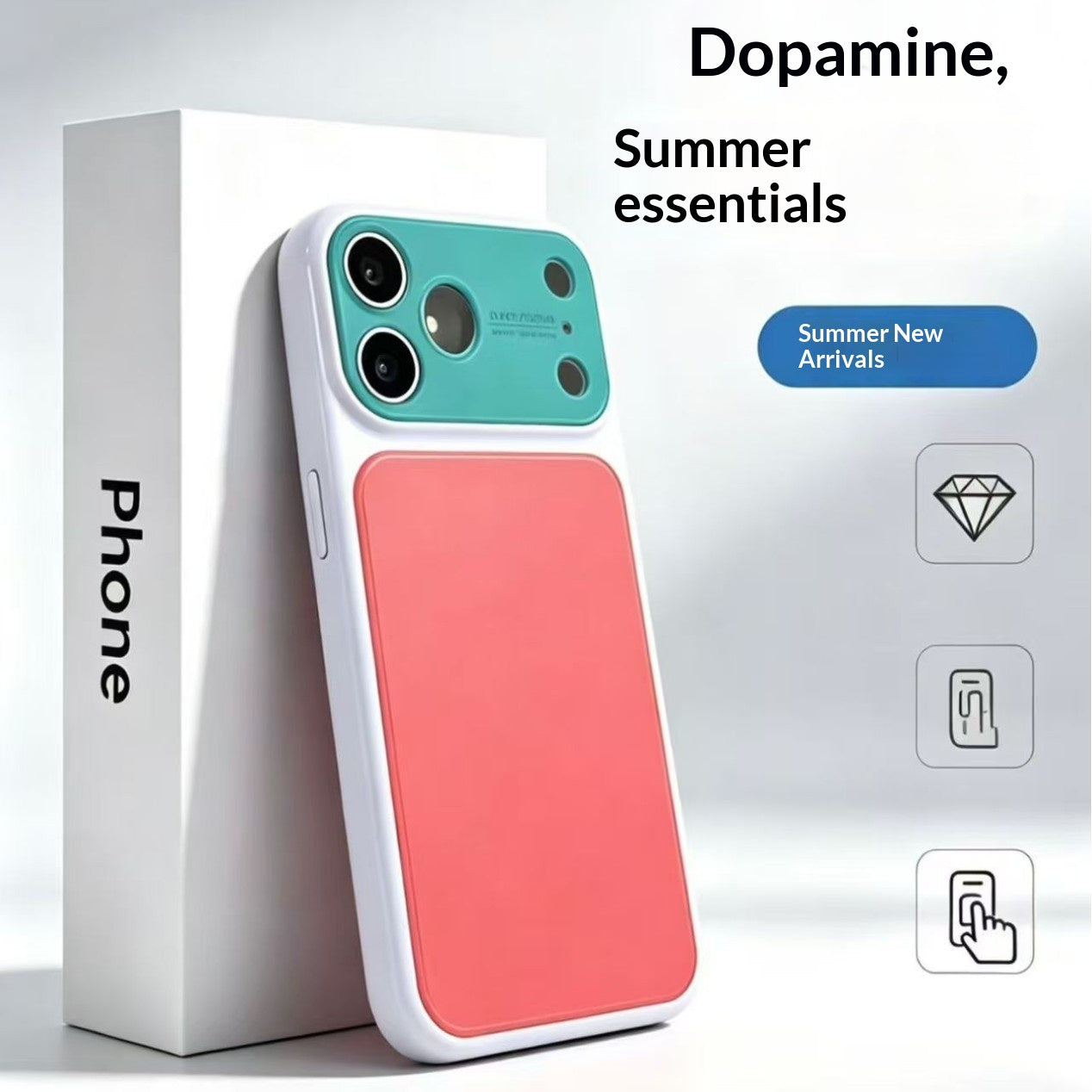 Summer Dopamine inspiré de la couleur bloc Phone Case avec une grande fenêtre