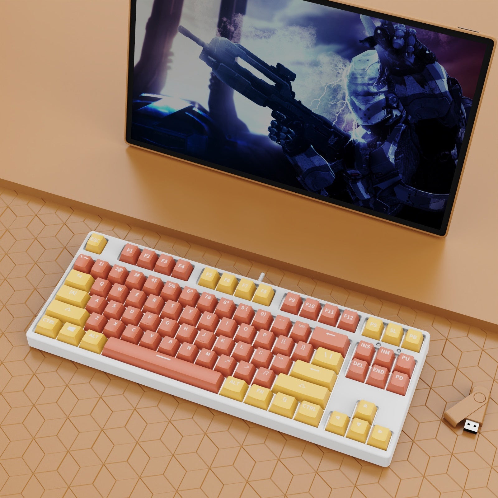 87 Clé filaire prise de jeu deux couleurs clavier mécanique