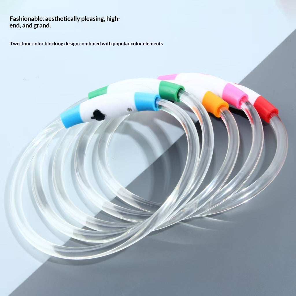Fermoir de fibre optique haute transparence Émettant la lumière Collier LED rechargeable